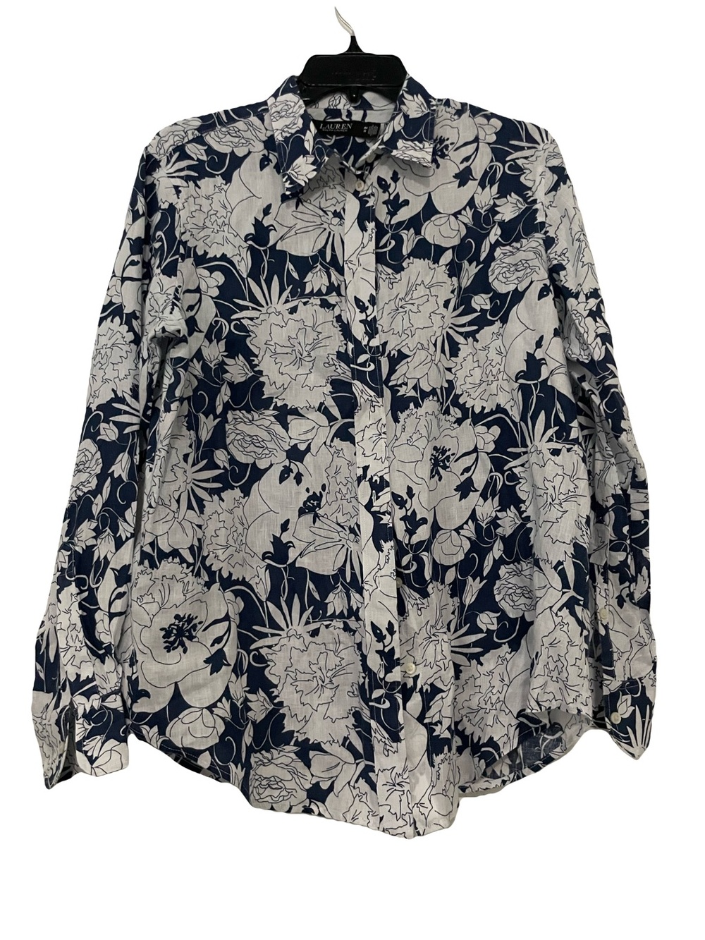 Ralph Lauren Navy and White Floral Button-Down Shirt